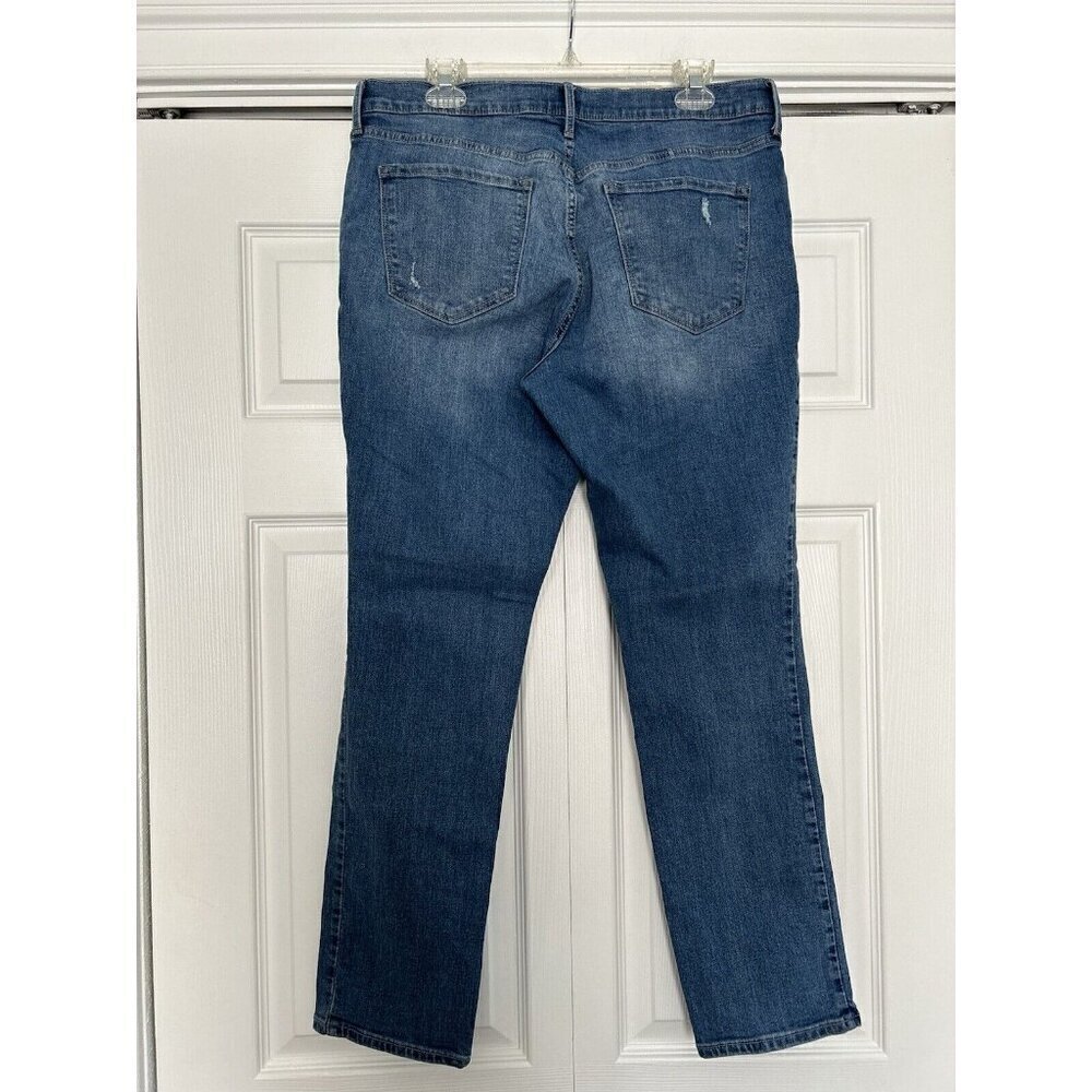 Old Navy Women's Curvy Straight Distressed Medium Wash Blue Jeans Size 14 - Picture 2 of 11